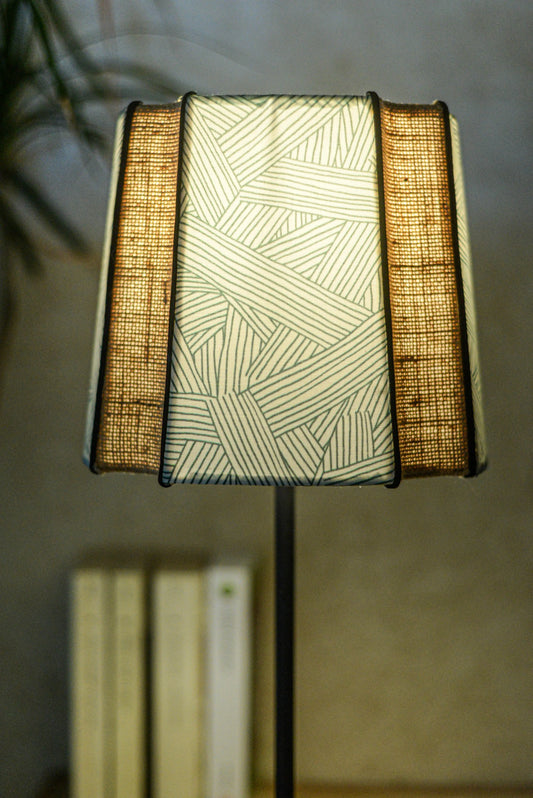 Abat-jour pour pied de lampe en tissu et toile de jute - Lumière à tous les Etages