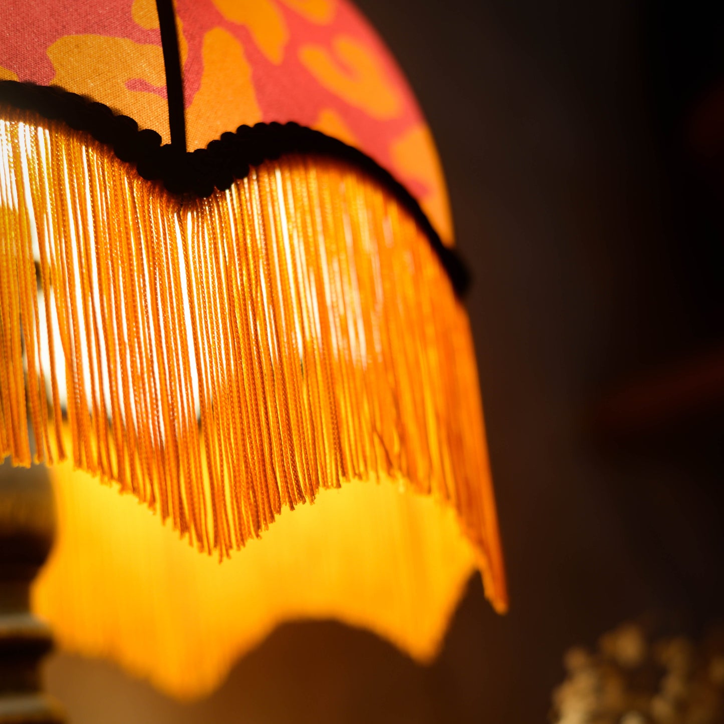 abat jour leopard rose orange vintage frange. Luminaire sur mesure rennes