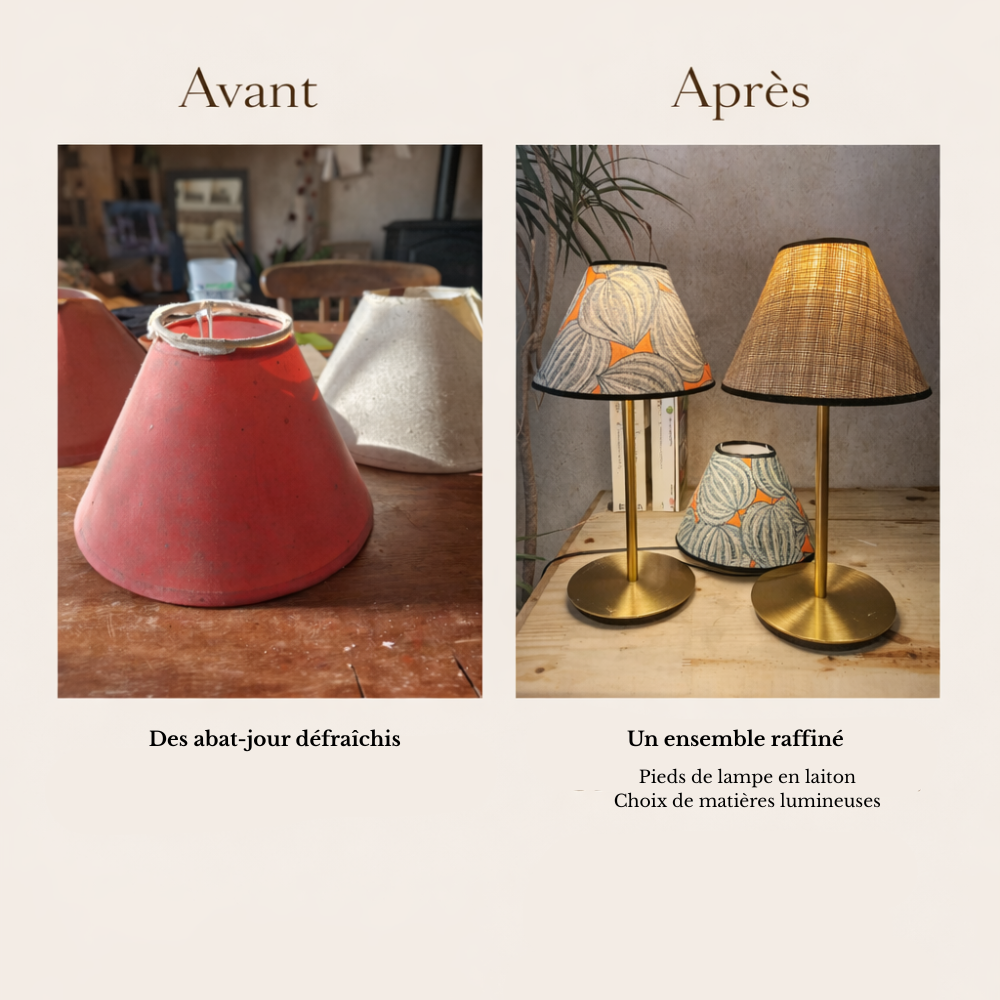 restauration d'abat jour sur mesure dans mon atelier près de rennes